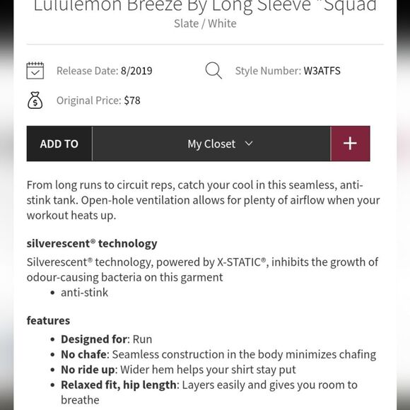 Lululemon Breeze By Long sleeve Perforated Top Slate Grey Size 6 - Picture 9 of 9